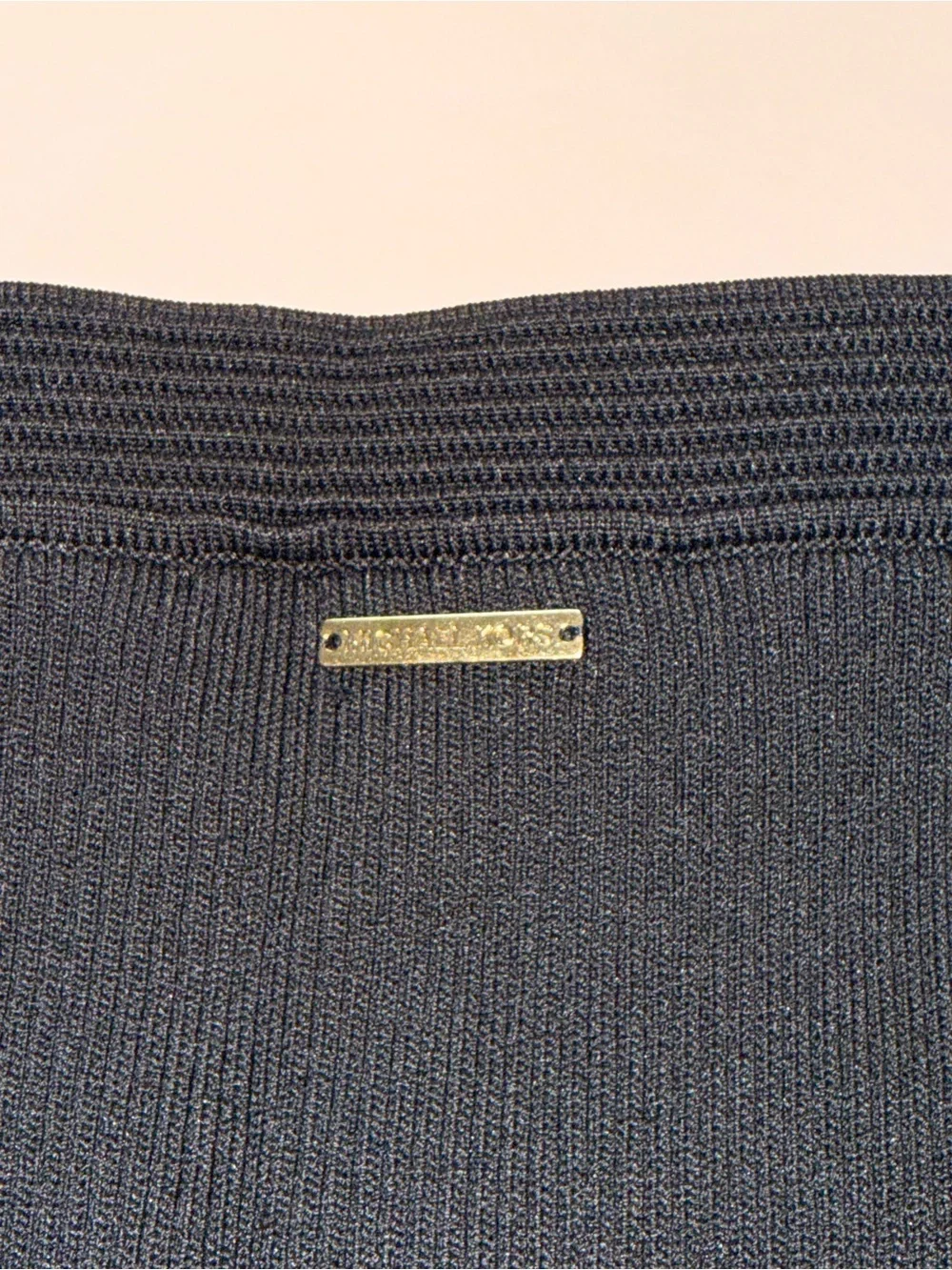 Michael Kors black ribbed knit elastic pencil midi skirt